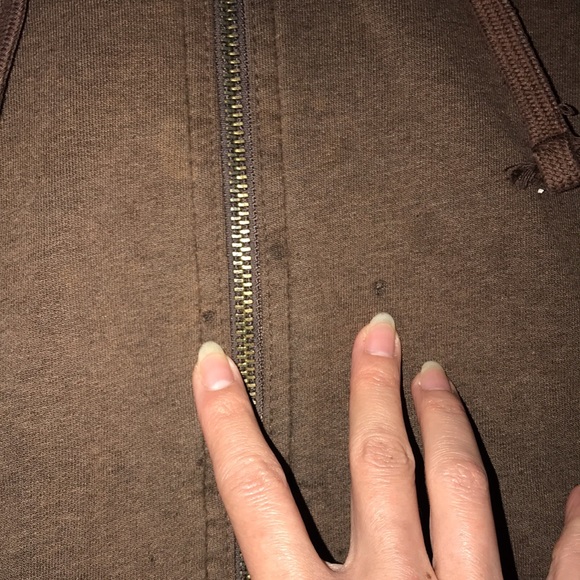 Sonoma Life + Style small brown zippered hoodie Sherpa lined jacket damaged 💕 - Picture 2 of 7